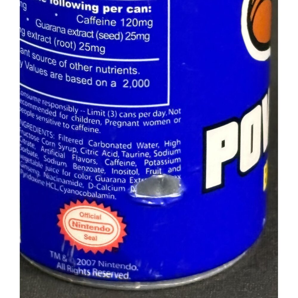 Super Mario Bros Power Up Energy Drink Nintendo 2007 Luigi Brothers Caffeine - Picture 6 of 9